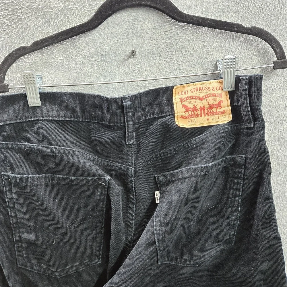 Levi's 514 Men Jeans 33X32 Black‎ Straight Fit Corduroy 33